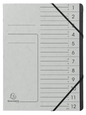 Ordnungsmappe Colorspan 12 Fächer, grau, innen schwarz