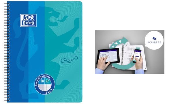 Oxford Collegeblock DUO Touch, A4+, 80 Blatt, meerblau/aqua (5401871)