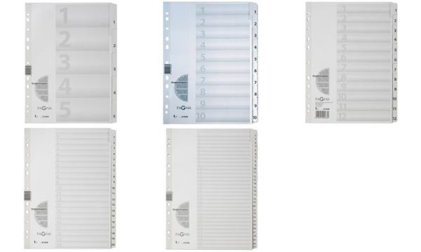 PAGNA Karton-Register Zahlen 1 - 5, DIN A4, 5-teilig (63100308)