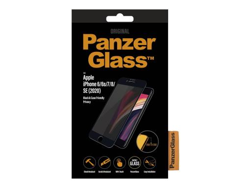 PANZERGLASS Apple iPhone 6/6s/7/8/SE (2020) Case Friendly Privacy E-to-E, black