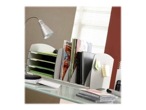 PAPERFLOW Ablagesystem S, 4 Fächer, grau aus Polystyrol, 2 verstellbare Trennel