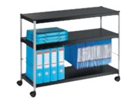 PAPERFLOW Multifunktionswagen XL, 3 Böden, schwarz / silber aus epoxidbeschicht