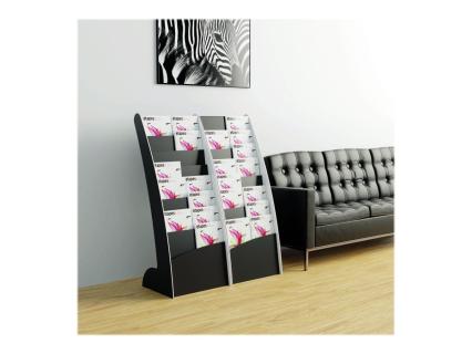 PAPERFLOW Prospektständer Courbo, 8 Fächer, schwarz / weiß Polystyrol, für Doku