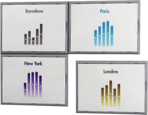 PAPERFLOW Wandschild Info Display, DIN A4, Farbe: alu-grau Rahmen aus Polystyro