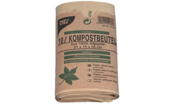 PAPSTAR Kompostbeutel, 10 Liter, br aun, 10er (6414184)