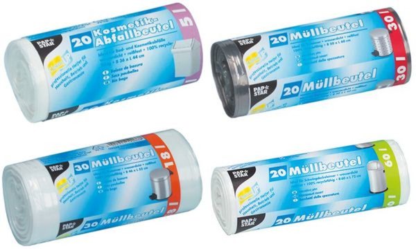 PAPSTAR Mülleimerbeutel LDPE, 18 Li ter, weiß (6412066)