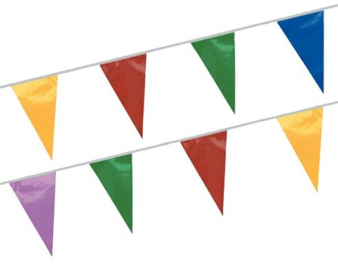 PAPSTAR Wimpelkette, farbig, aus Folie wetterfest, Länge: 20 m, 8 Wimpel à 200 