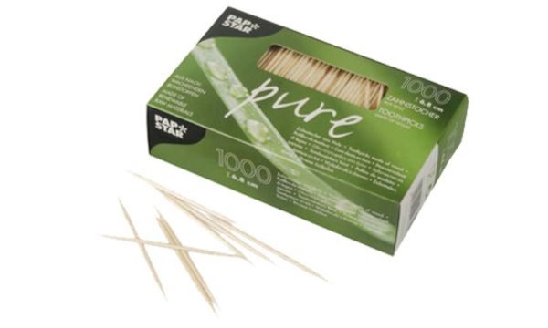 PAPSTAR Zahnstocher pure, aus Hol z, rund, Länge: 65 mm (6412739)