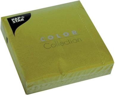 Servietten 33x33cm 1/4 Falz 3lag. olivgrün unifarbig