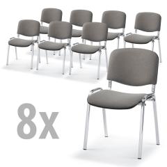 8er Set-Besucherstühle ISO, Grau