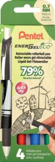 Liquid Gel-Tintenroller 4er Set 0,35mm nachfüllbar mit Mine LR7