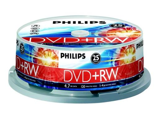 PHILIPS 25xDVD+RW 4,7GB 120Min 4x CakeBox