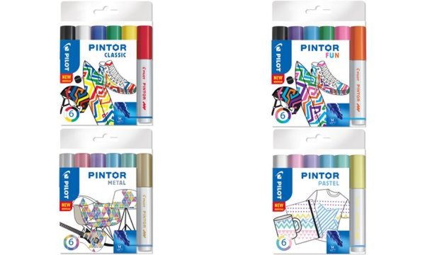 PILOT Pigmentmarker PINTOR, medium, 6er Set PASTEL (5045363)