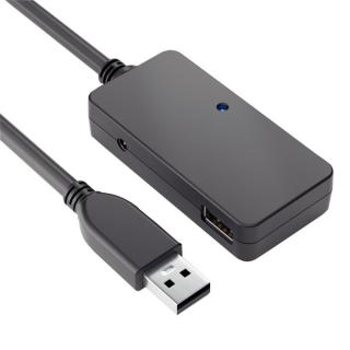 USB-3.1-Kabel, Aktiv, Verlängerung, Gen 1, mit Hub, schwarz, 5 m, 5Gbps