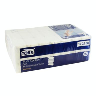 Papierhandtücher 2-lagig, 21 x 34 cm, Interfold, weiß "Tork Xpress® Multifold Premium" | 2310 Blatt/Karton <br>passend für System H2