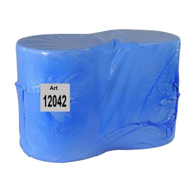 Papierhandtücher Putztuchrolle Außenabrollung 3-lagig, Recycling blau, perforiert 500 Blatt/Rolle, 38 cm breit | 2 Rollen passend für Spender 70318, 70319, 72213