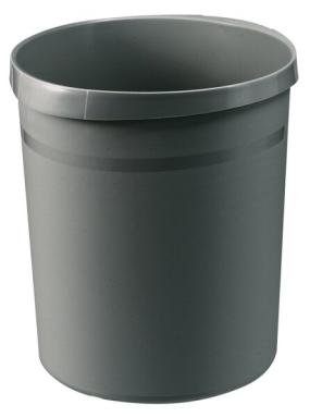 Papierkorb GRIP mit Rand, 18 l, dunkelgrau, 2 Griffmulden, extra stabil