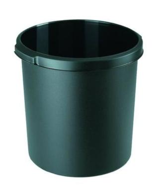 Papierkorb KLASSIK schwarz 30 Liter Griffrand und Griffmulden