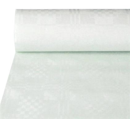 Papiertischtuch m. Damastprägung, auf Rolle, 10m x 1m, weiss, Stärke: 40g/qm