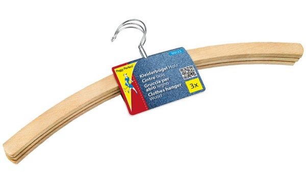 Peggy Perfect Holz-Kleiderbügel ohn e Steg, natur, 3er Pack (6422182)