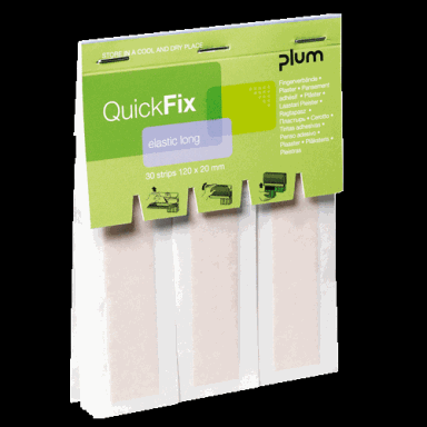 Pflaster-Nachfüllpackung QuickFix "Elastic Long Refill" Fingerverband | 30 Strips elastisch <br>textile Pflaster 120 x 20 mm für Pflasterspender QuickFix/QuickZip