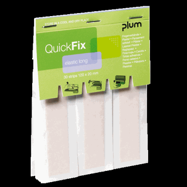 Pflaster-Nachfüllpackung QuickFix "Elastic Long Refill" Fingerverband | 30 Strips elastisch textile Pflaster 120 x 20 mm für Pflasterspender QuickFix/QuickZip