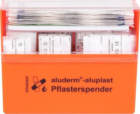 Pflasterspender orange aluderm®-aluplast gefüllt mit