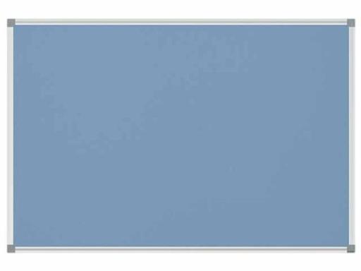 Pinnboard Standard 90/120 hellblau Textil Alurahmen, Ecken grau