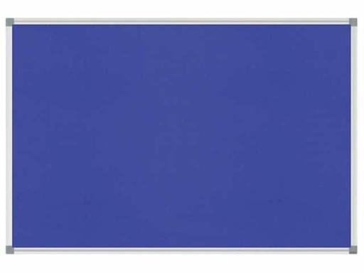 Pinnboard Standard 90/180 blau Textil Alurahmen, Ecken grau