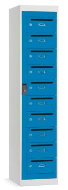 Postverteiler-Stahlschrank mit 10 Türen, Lichtblau RAL 5012