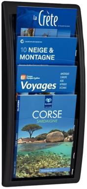 Prospektwandhalter Quick Blic 4xA4 Fächer, schwarz 65x29x9,5cm