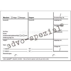 Prozessregister-Karteikarten, Einzelkarte, weiß