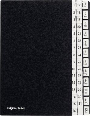 Pultordner 1-12+1-31 schwarz Einband aus Hartpappe mit
