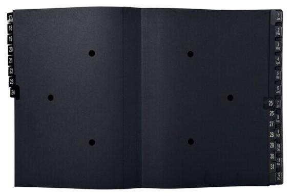 Pultordner 44 Fächer schwarz für A4, Numerisch 1-31 u. Jan-Dez