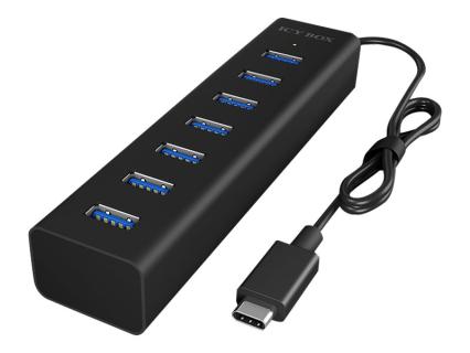 RAIDSONIC Adapter ICY-BOX Type-C zu 7-Port USB 3.0 Type-A Hub, Alu-Gehäuse