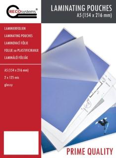 Laminierfolien 154x216mm, A5 Stärke: 2 x 125 mic, glänzend