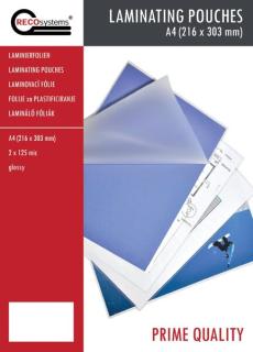 Laminierfolien 216x303mm, A4 Stärke: 2 x 125 mic, glänzend
