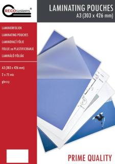 Laminierfolien 303x426mm, A3 Stärke: 2 x 75 mic, glänzend