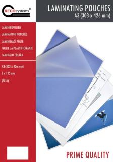 Laminierfolien 303x426mm, A3 Stärke: 2 x 125 mic, glänzend
