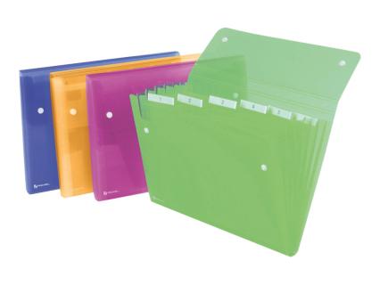 REXEL Fächermappe ICE, DIN A4, 6 Fächer, PP, farbig sortiert Fächer mit Blanko-