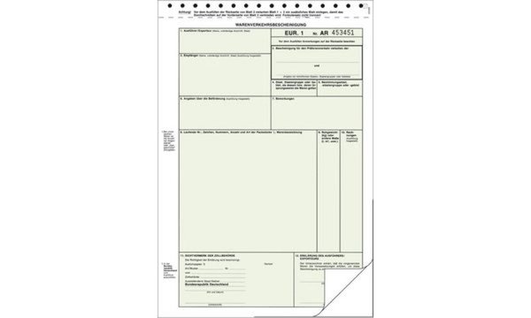 RNK Verlag Vordruck Warenverkehrsb escheinigung EUR.1 (6530095)