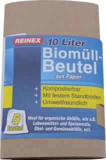 Biomüllbeutel 10 l, 5er Pack kompostierbar, 100 % Recyclingpapier