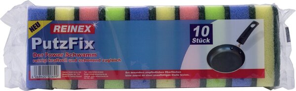 Scheuerschwamm Putzfix, 10er Pack farblich sortiert, mit rauer und