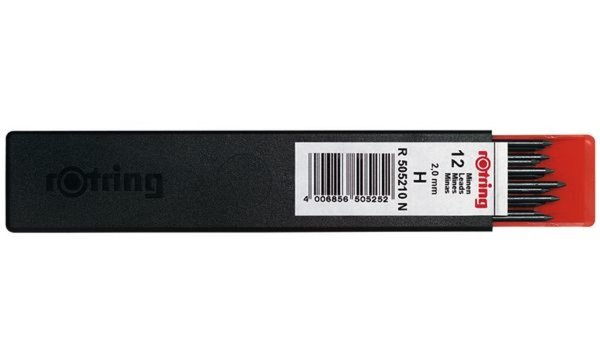 ROTRING Druckbleistift-Fallminen 2,0 mm, Härtegrad: HB VE = 1 Dose à 12 Minen (