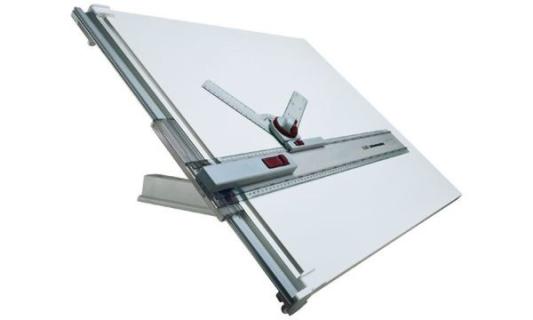 ROTRING Zeichentisch A2, mit allseitig beschichtetem Zeichenbrett, Führungsprof