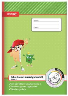 Hausaufgabenheft A4, Klasse 2 Schutzumschlag, Schreiblernlineatur,