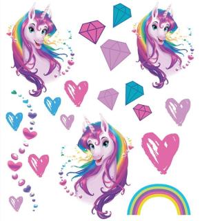 Kinder-Tattoo, Einhornportrait 2 Bogen pro Pack, hautfreundlich