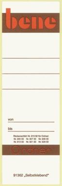 Rückenschild f. 91300, kurz/breit, weiß, selbstklebend, für Hartpappe-