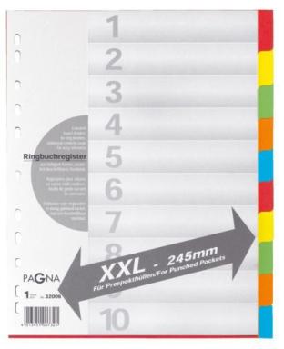 Register überbreit 10-teilig farbigem Karton, 5-farbig mit