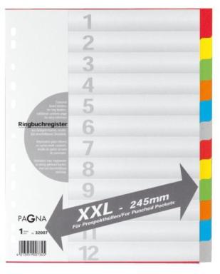 Register überbreit 12-teilig farbigem Karton, 6-farbig mit